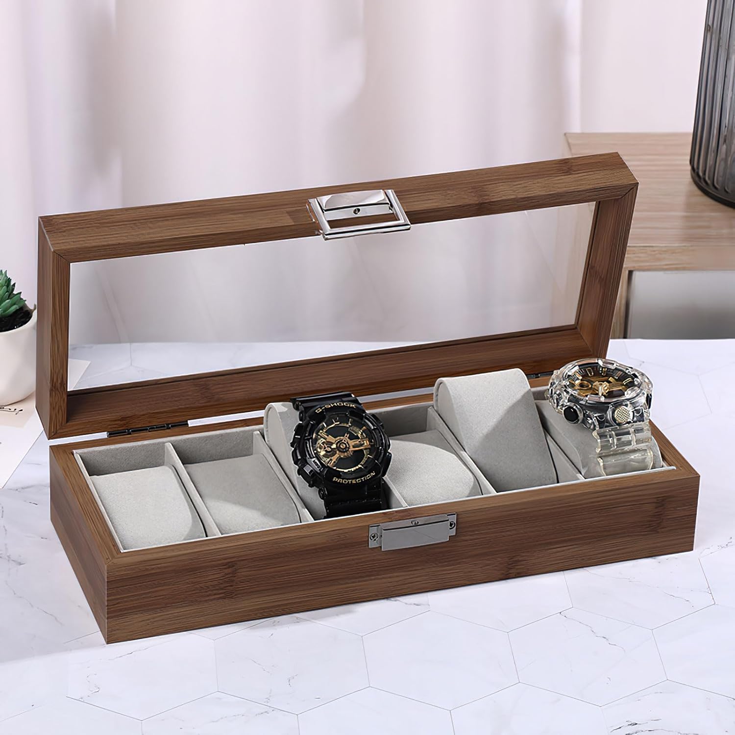 Premium Wooden Watch Organizer 6 Slot.