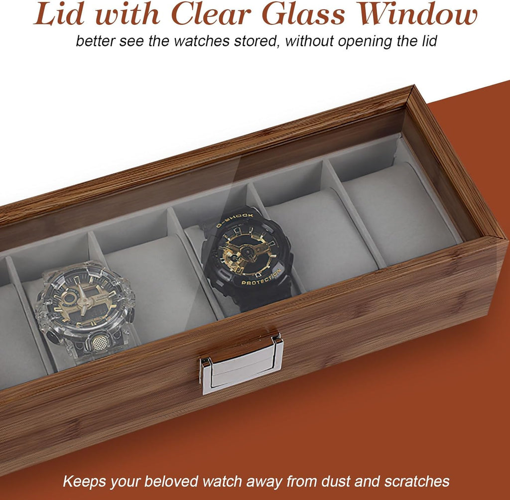 Premium Wooden Watch Organizer 6 Slot.