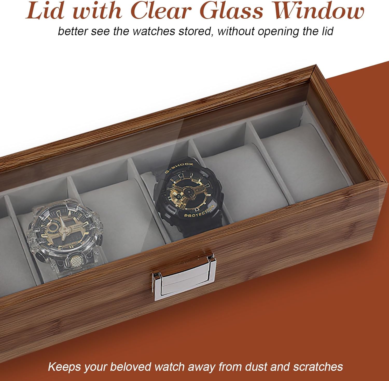 Premium Wooden Watch Organizer 6 Slot.