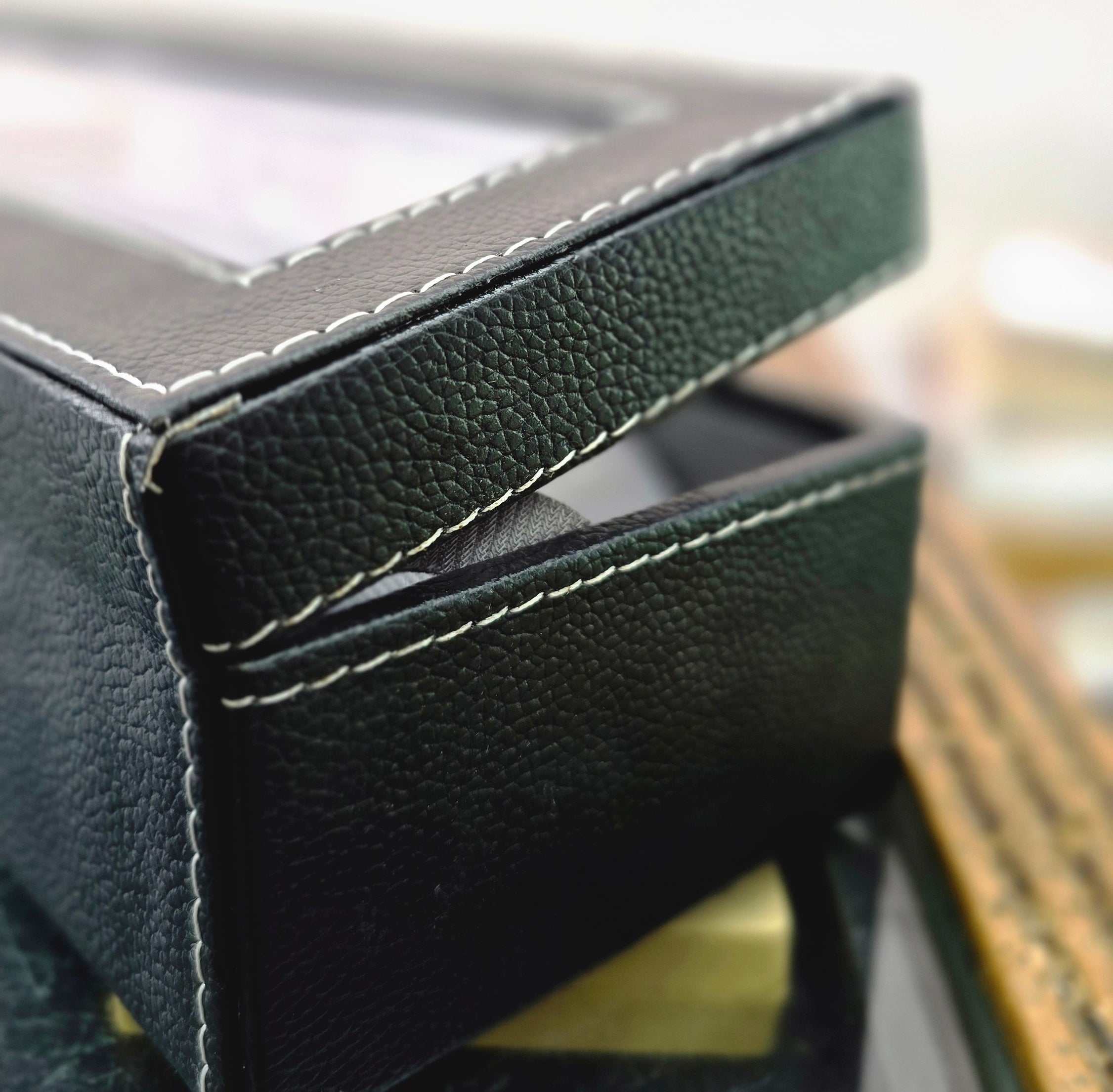 Watch Organizer 6 Slots Black Premium Faux Leather.