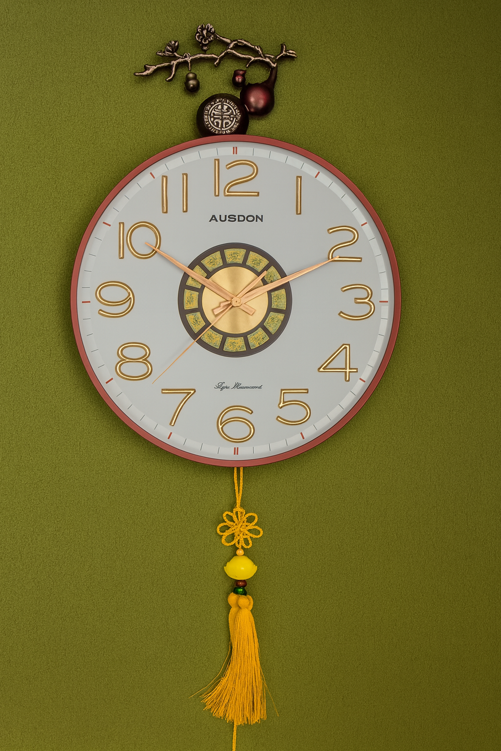 AUSDON Oriental Blossom & Tassel Wall Clock