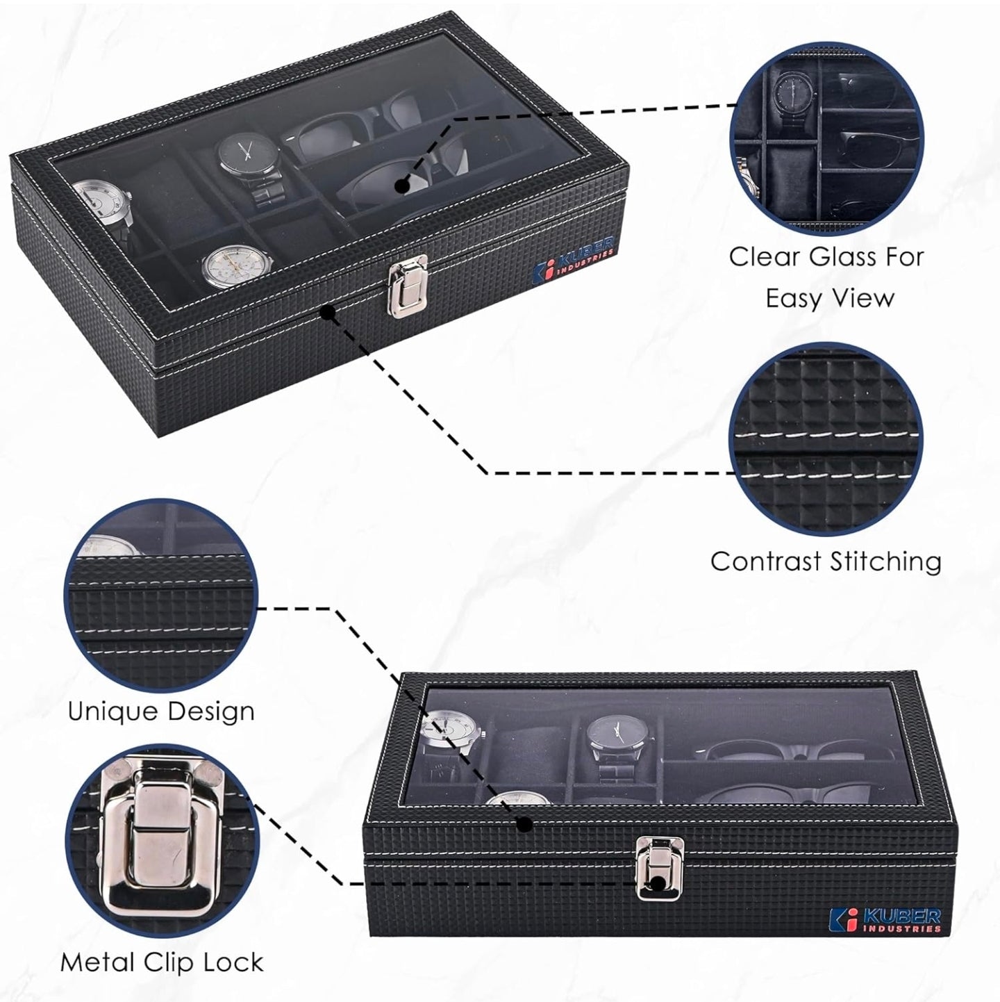 Watch Organizer 6 Slots With Sunglass Organizer 3 Slots.